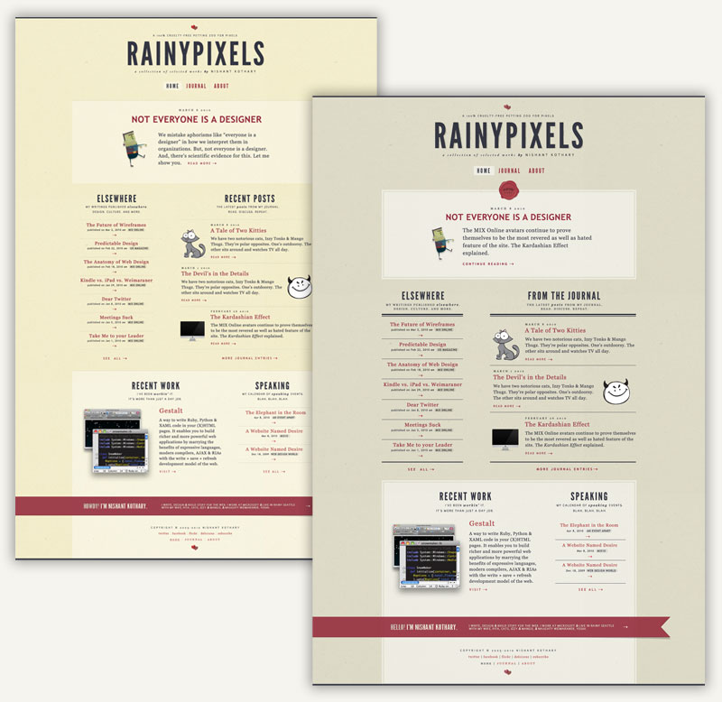 Early design comps for Rainypixels